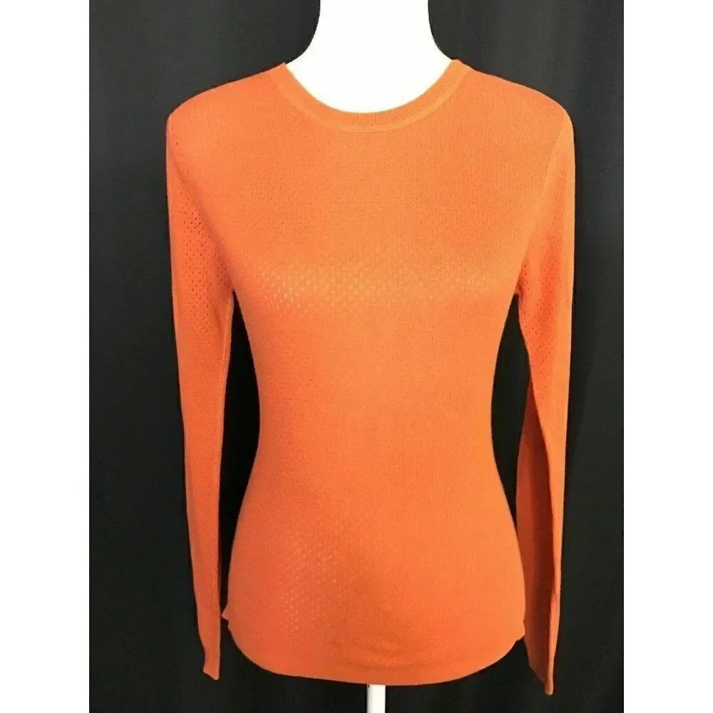 Banana Republic Orange Long Sleeve Mesh sweater
